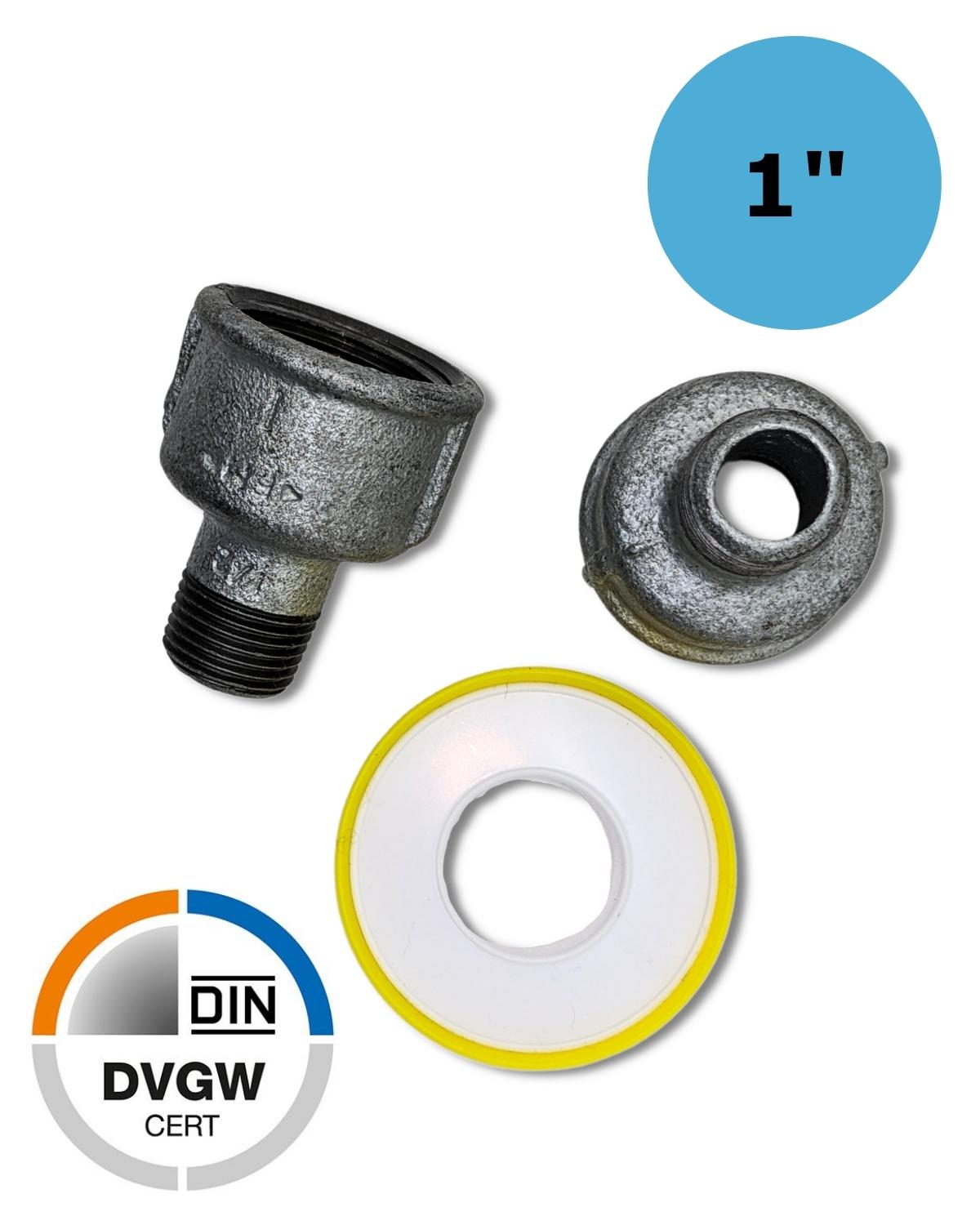 UV Concept GmbH Zwei 1" Zoll Vergrößerungen Edelstahl auf 1/2" Zoll Außengewinde.
