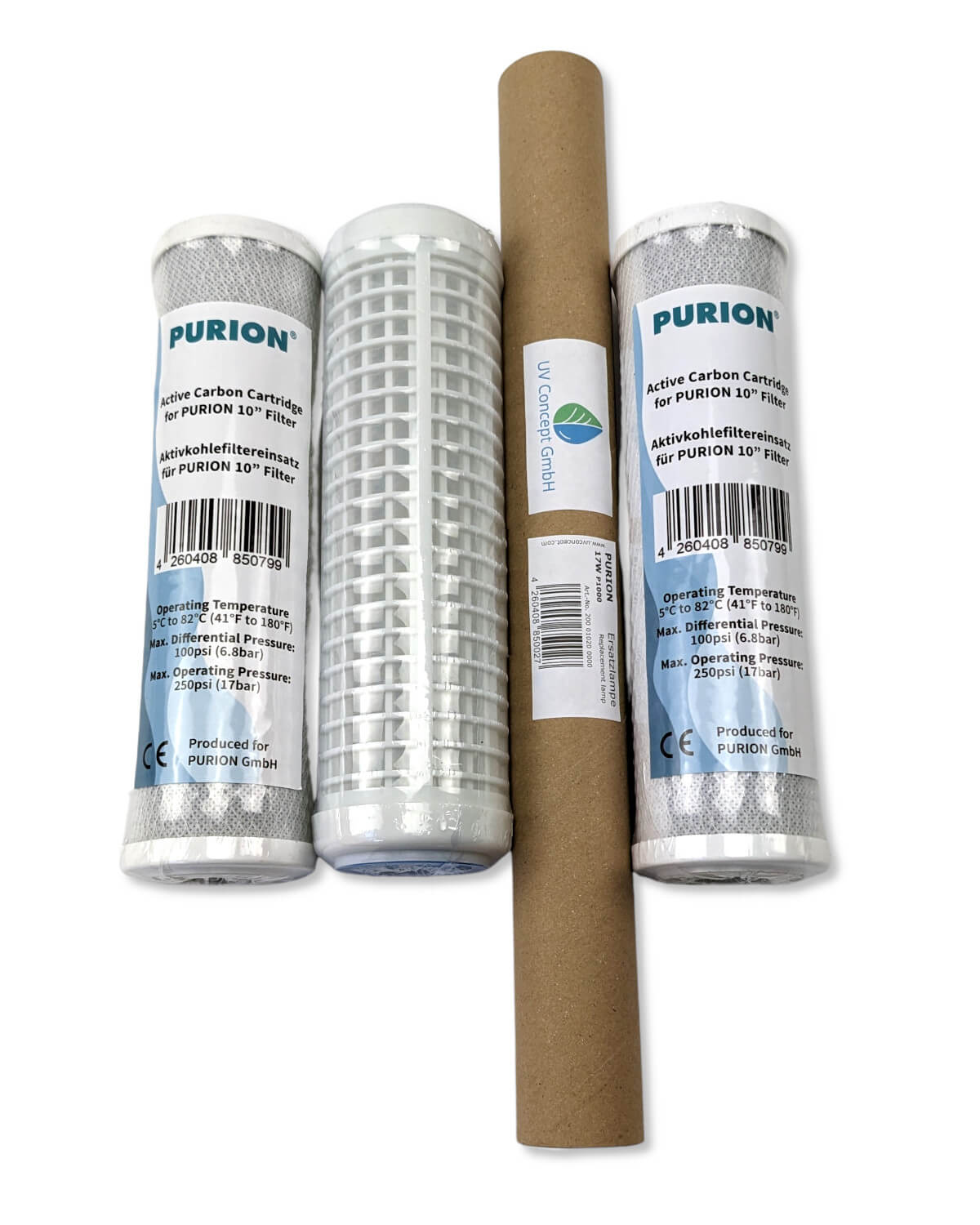 1 Jahr Wartungsset für PURION 1000 Starter-Wasserfilterkartuschen der UV Concept GmbH für sauberes Trinkwasser.