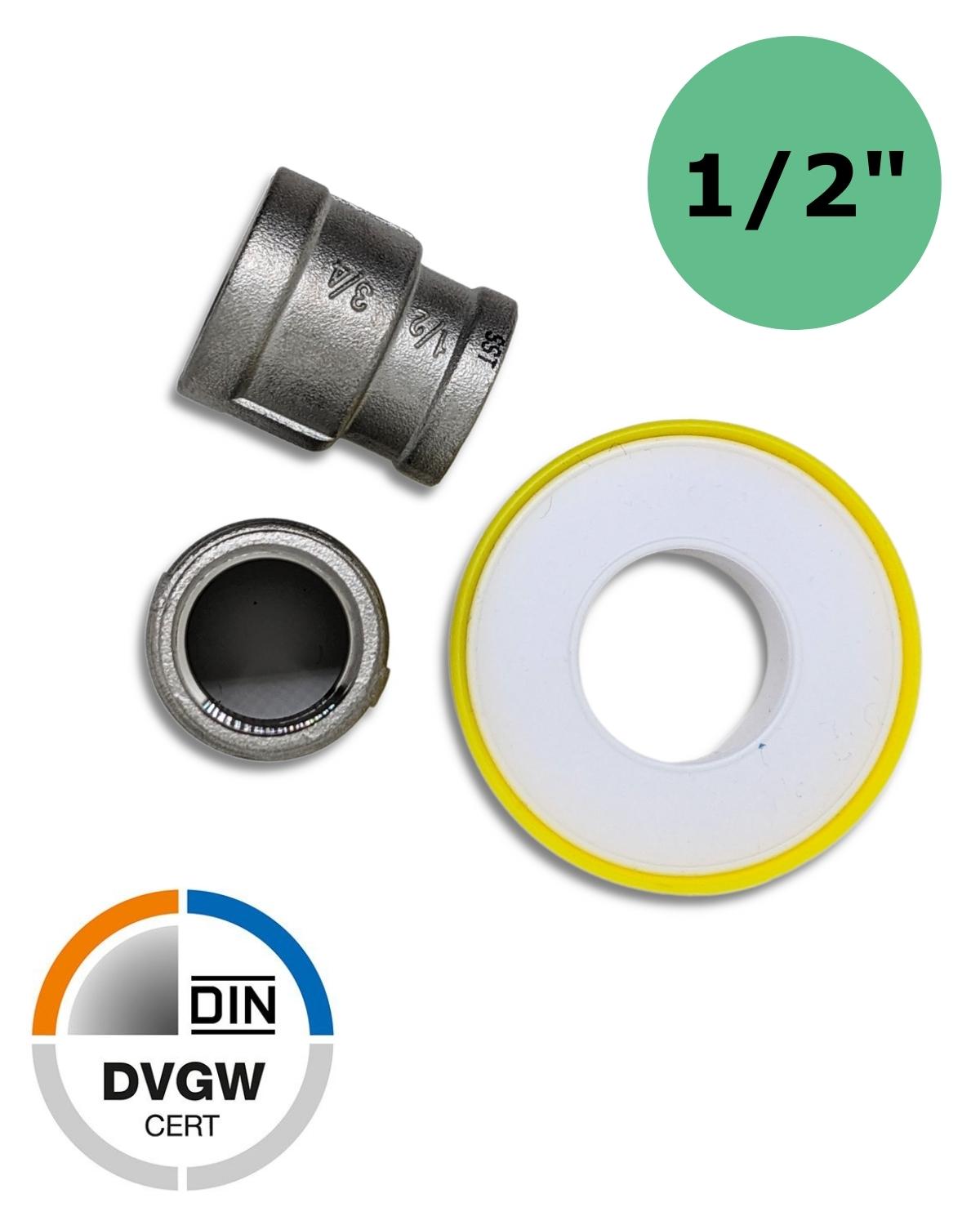 UV Concept GmbH Dos ampliaciones de 1/2" de acero inoxidable a rosca interior de 3/4".