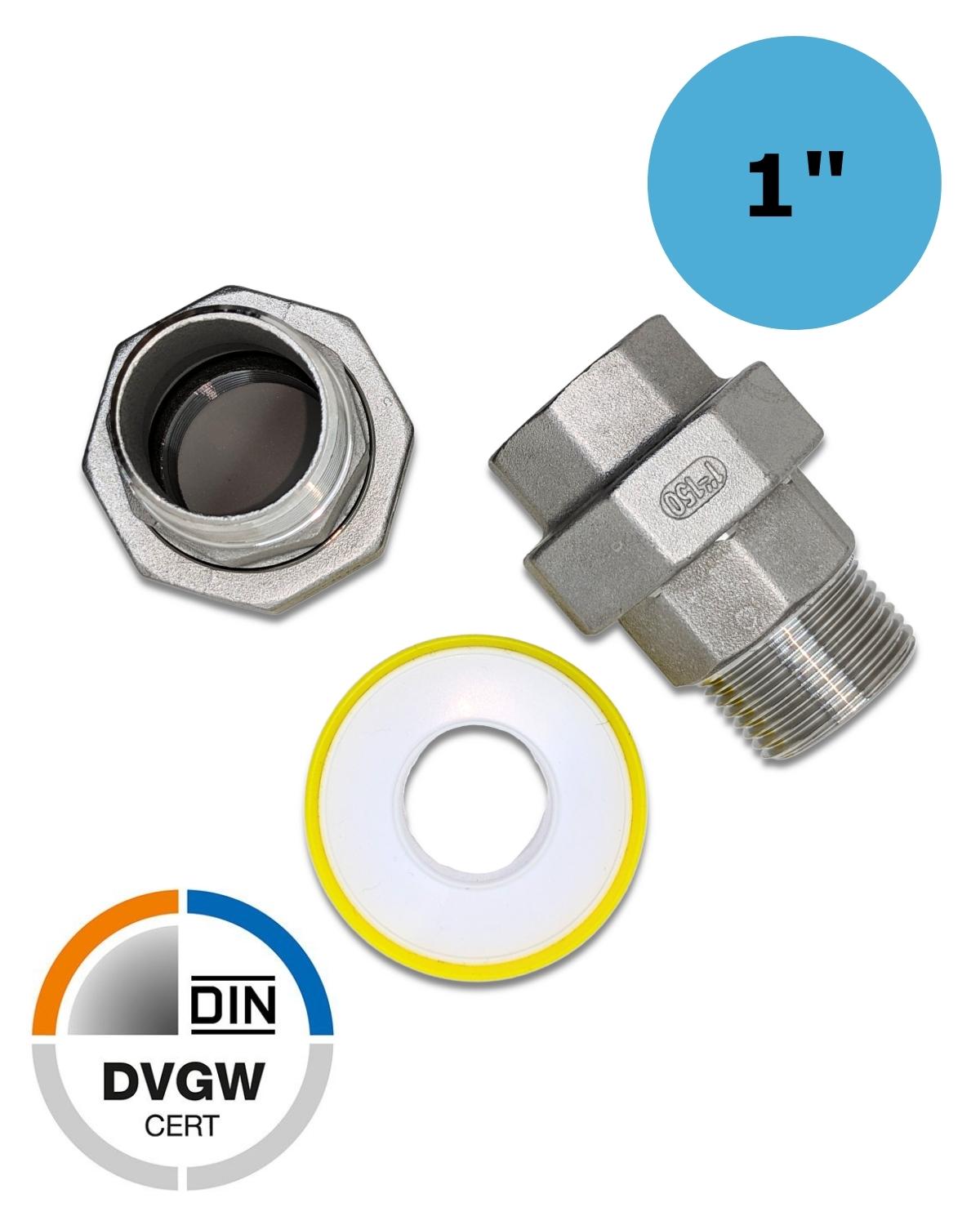 Dwg dwg dwg dwg Két 1" colos rozsdamentes acél csavarkötés belső menettel és külső menettel, adapterkészlet.