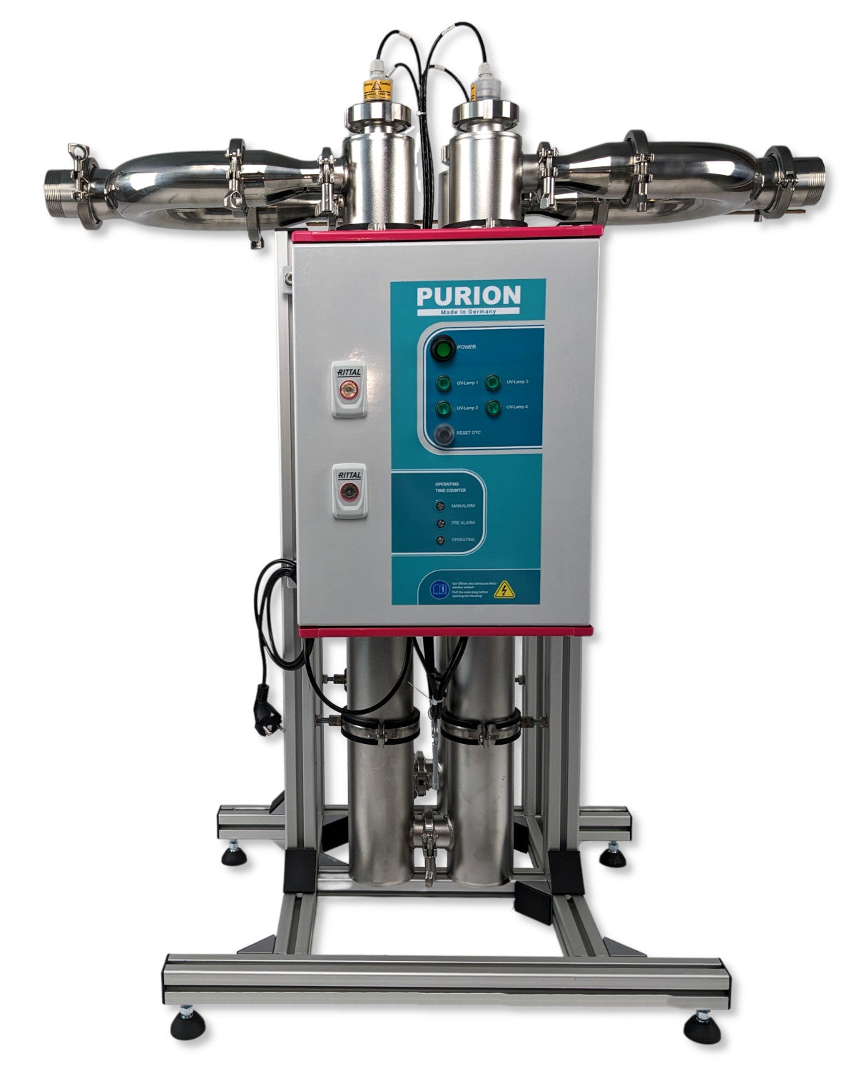 Čisticí stroj PURION 4x 2501 s UV dezinfekcí na bílém pozadí.