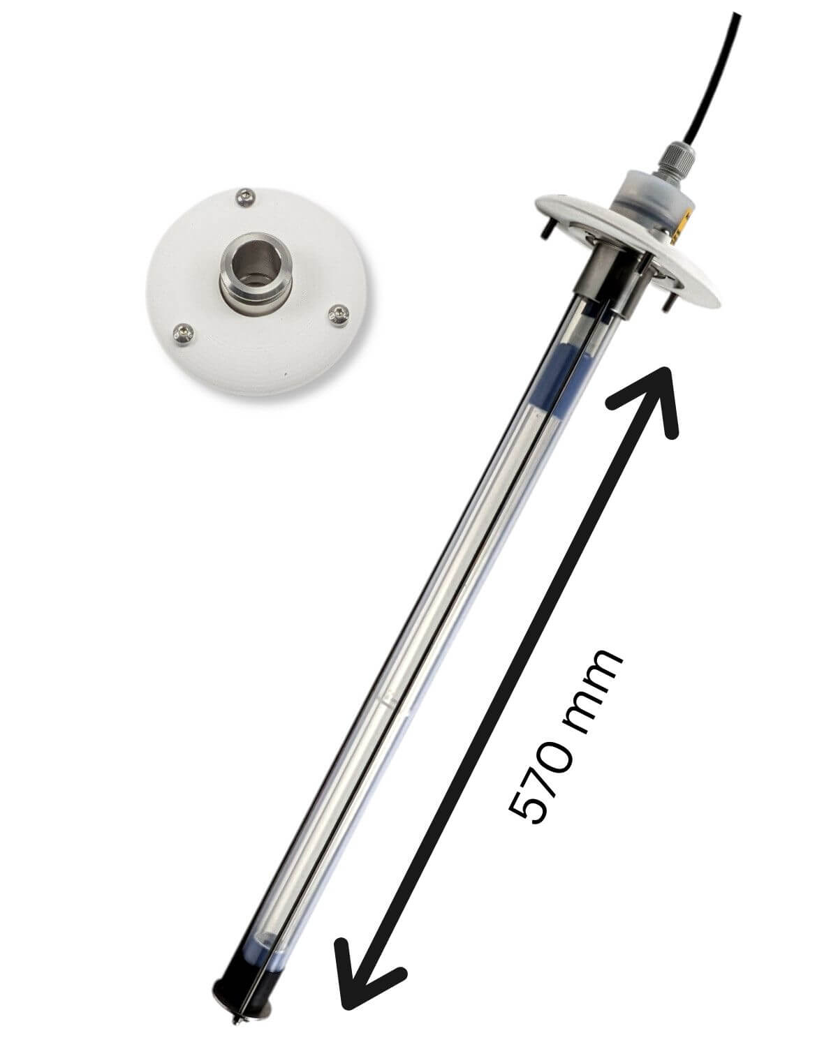 Зображення металевої труби діаметром 50 мм із мікробним забрудненням, показане за допомогою PURION IBC Universal 48W OTC SPL BS від UV Concept GmbH.