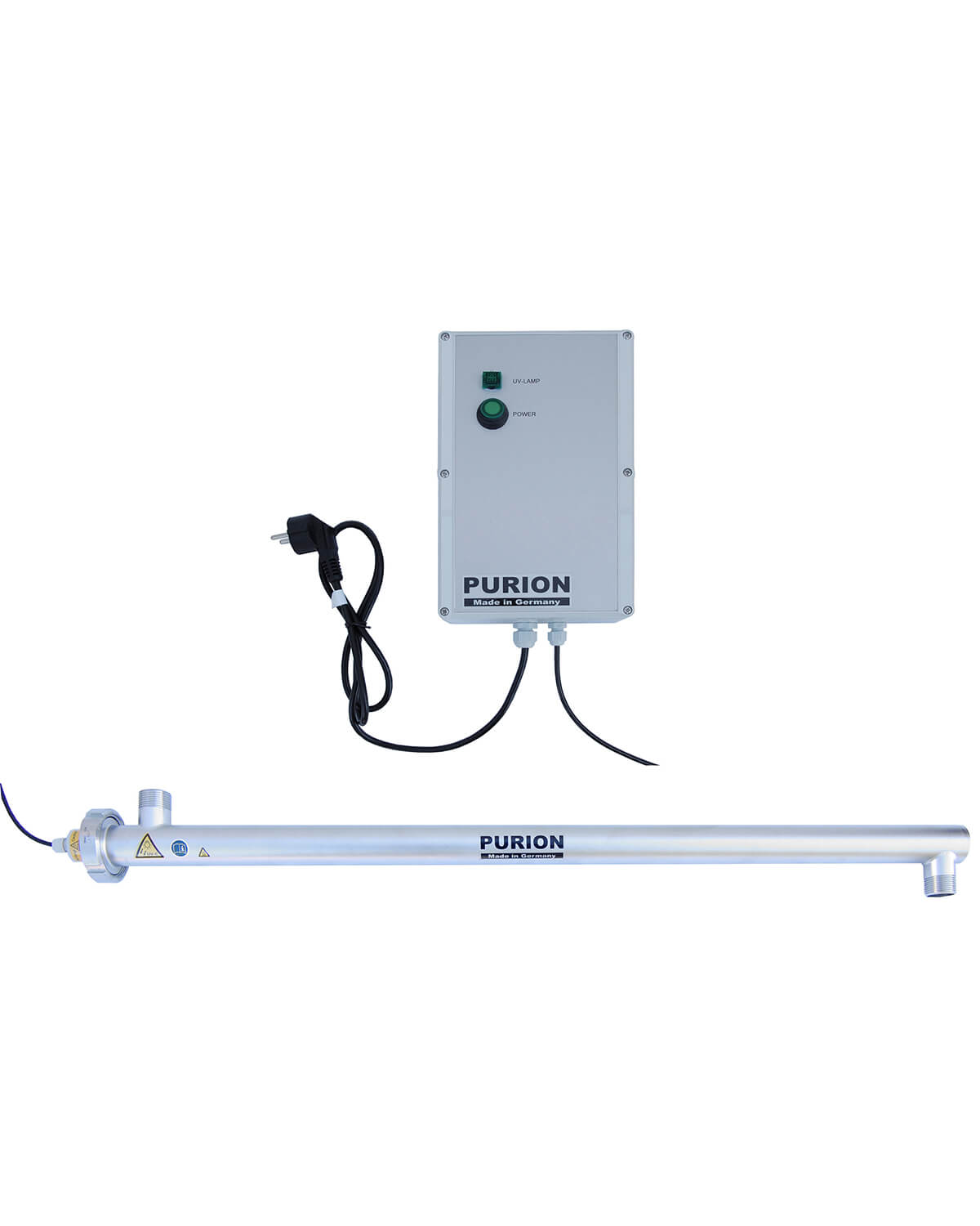 Ein mit einem UV-C-Desinfektionslicht ausgestattetes Legionellengerät, konkret das PURION 2500 H Basic der PURION GmbH.