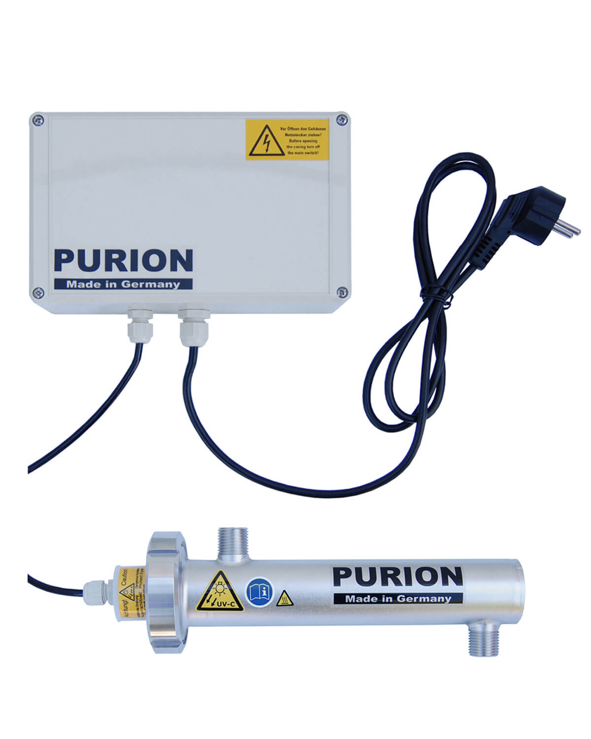 Die PURION 400 110 - 240 V AC Basic der PURION GmbH ist eine UV-C-Lampe, die entkeimtes Trinkwasser zu Reinigungszwecken bereitstellt.