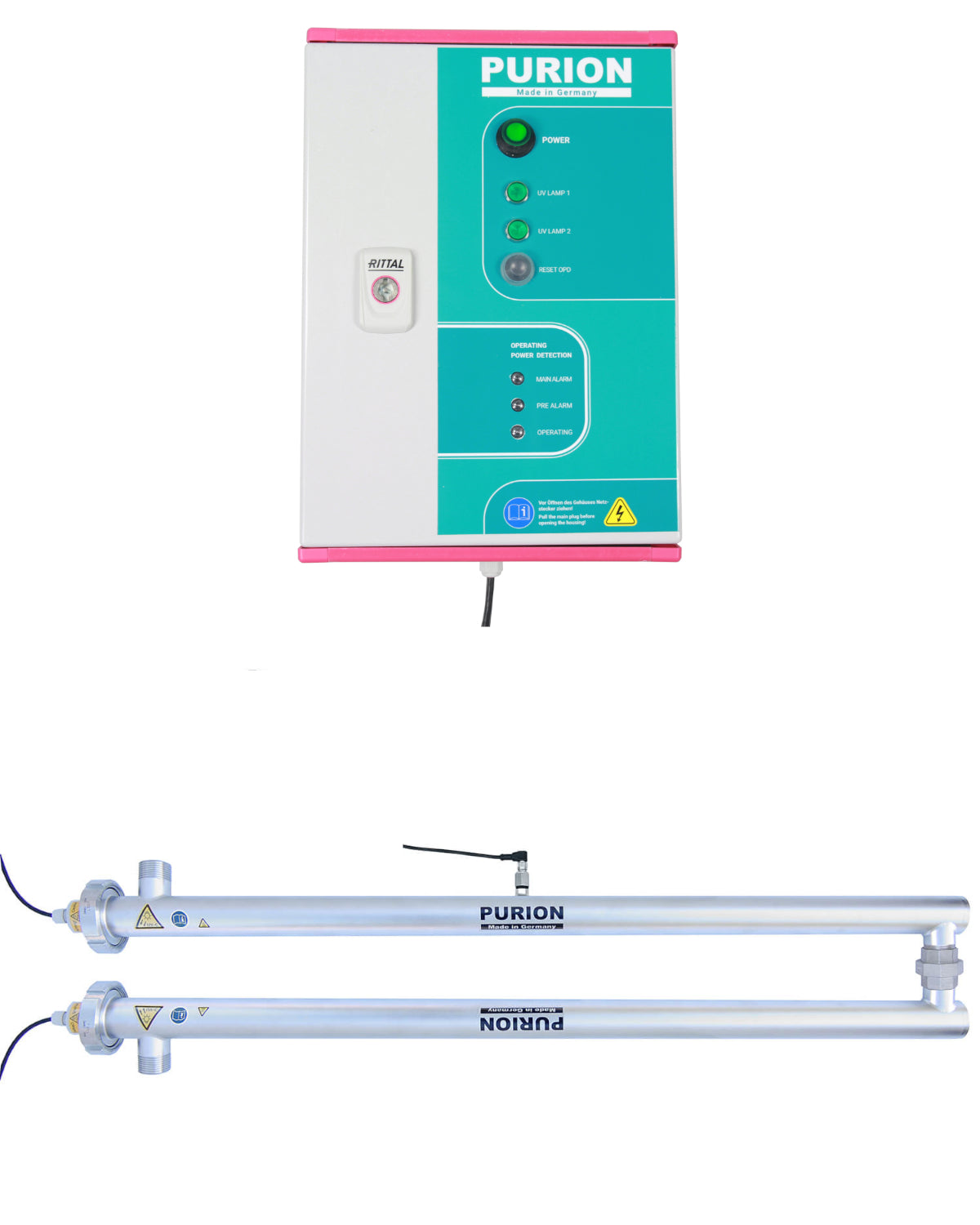 Atteignez de l'eau propre avec notre technologie avancée PURION 2500 90 W DUAL OPD UV-C de désinfection. Gardez votre eau propre.