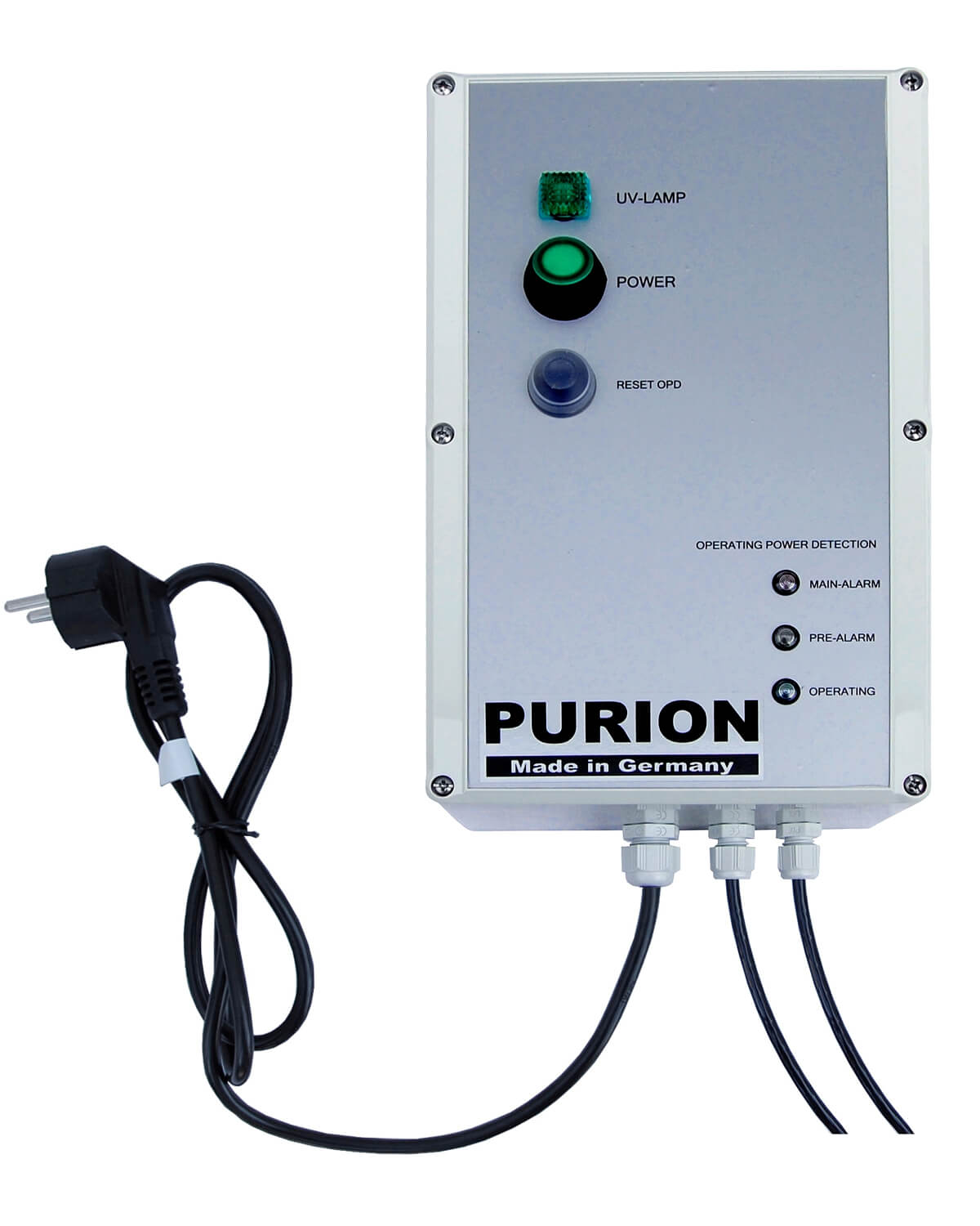 Das PURION 2500 36 W 110 - 240 V AC OPD der Purion GmbH ist ein leistungsstarkes UV-C-Desinfektionssystem, das die Qualität und Reinheit von Trinkwasser gewährleistet. Das Modell PURION 2500 36W bietet eine effektive Wasserreinigung