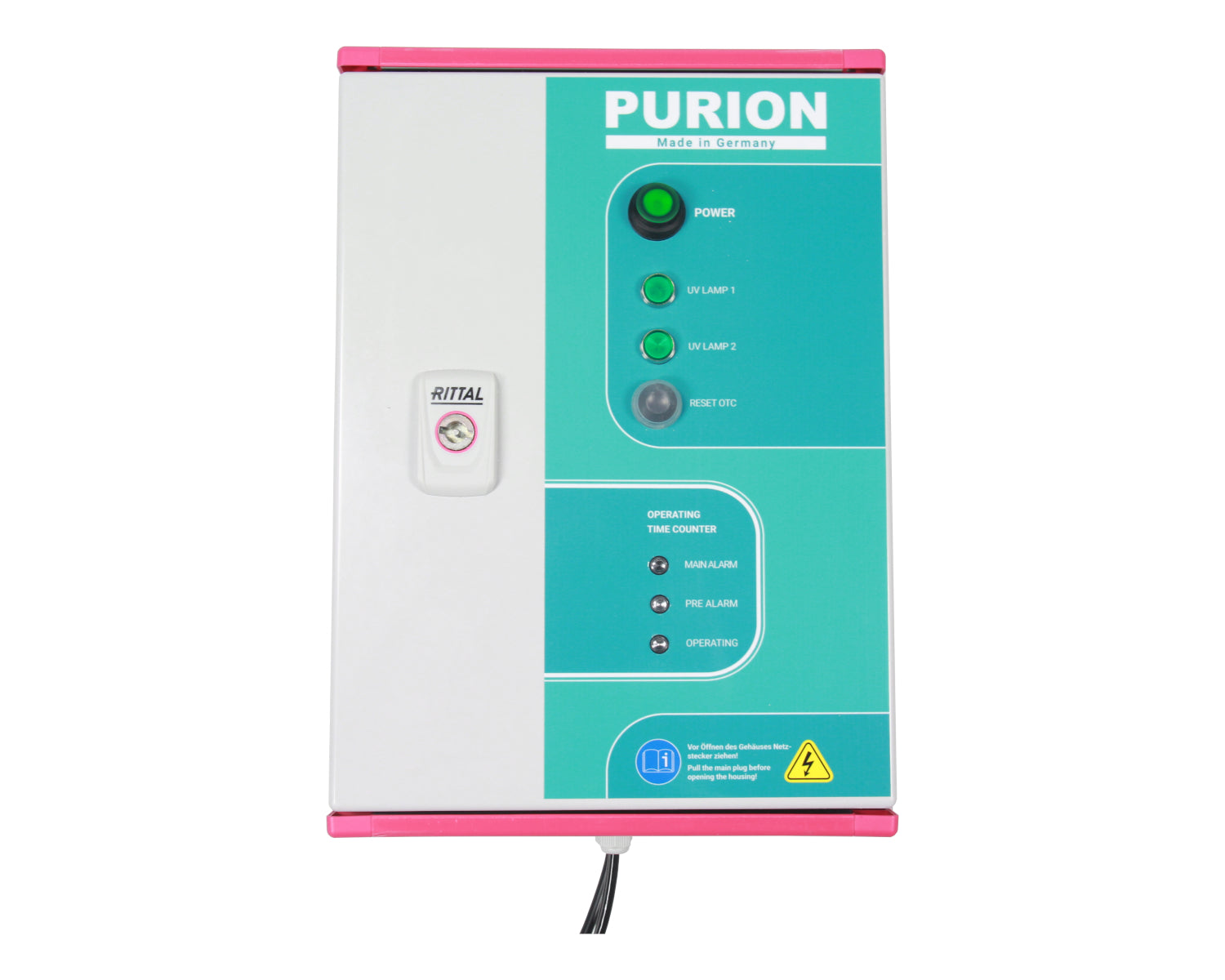Der PURION 2501 DUAL PVC-U OTC Plus, hergestellt von der PURION GmbH, nutzt die UV-C-Desinfektionstechnologie, um Wasser, einschließlich Salzwasser, effektiv zu desinfizieren.