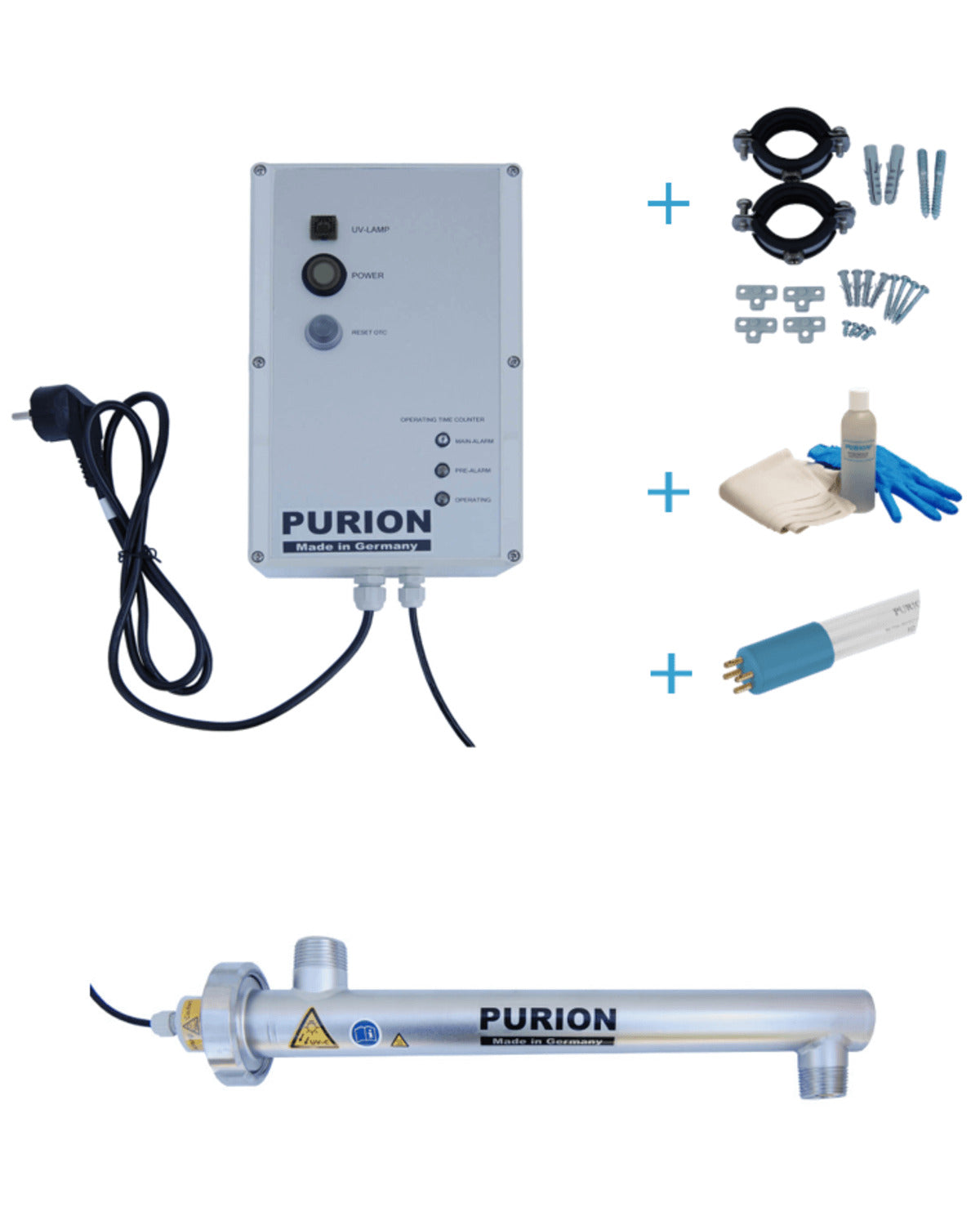 Der Satz lautet: Das PURION 1000 H OTC Bundle der PURION GmbH nutzt die UV-C-Desinfektionstechnologie, um Legionellen effektiv zu beseitigen und gleichzeitig stromsparend zu sein.