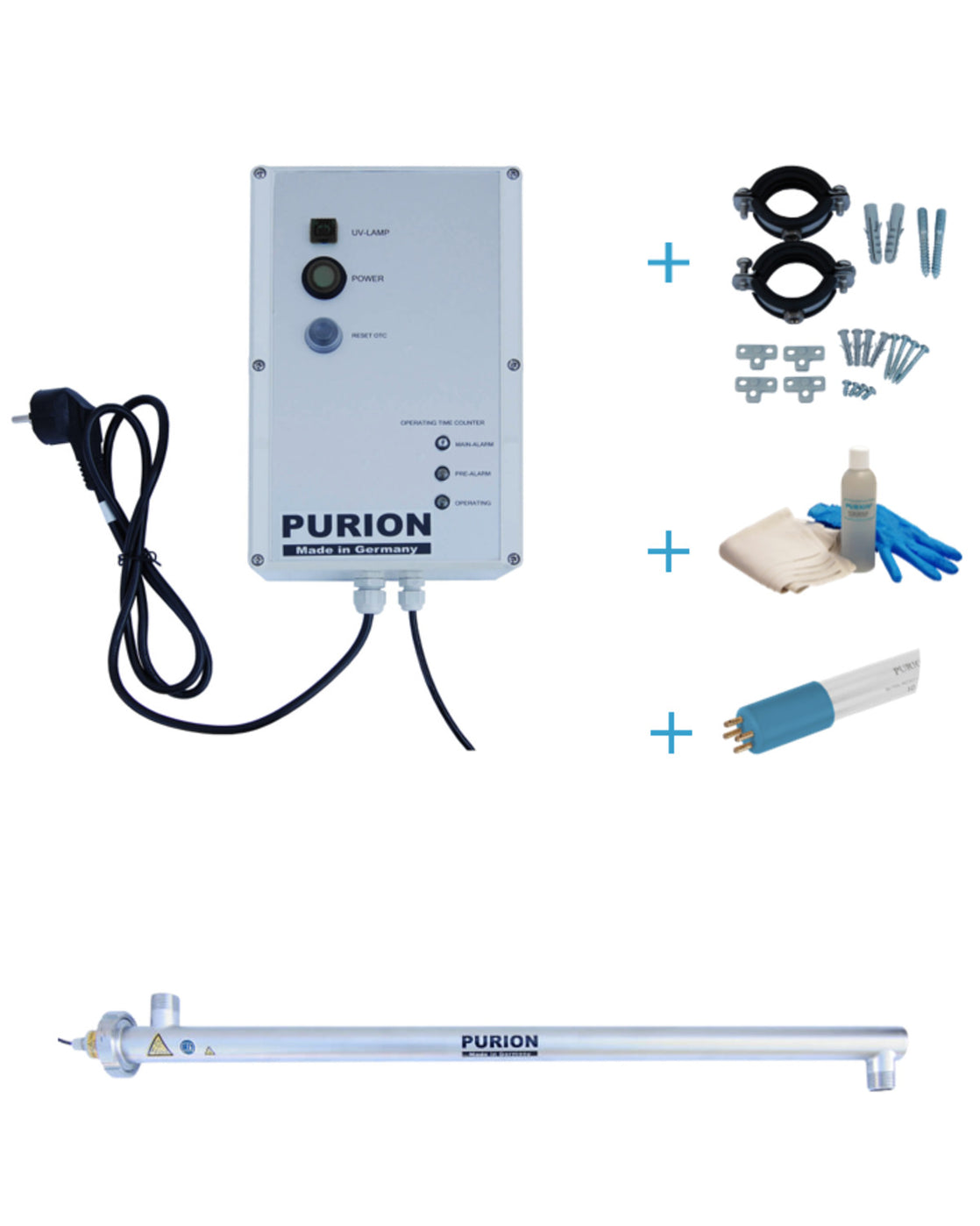 Die PURION GmbH bietet wartungsarme UV-C-Desinfektionssysteme zur Trinkwasserreinigung an, darunter das PURION 2500 90 W OTC Bundle.