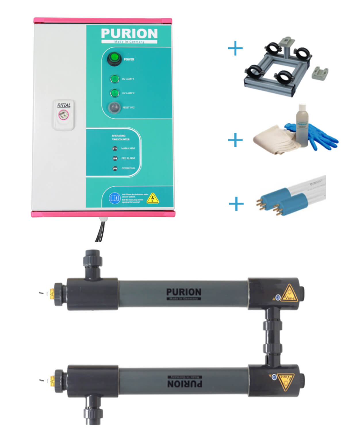 Das PURION 2501 DUAL PVC-U OTC Bundle, hergestellt von der PURION GmbH, ist ein hochmodernes UV-C-Desinfektionssystem, das speziell für Salzwasserpools entwickelt wurde. Mit seiner fortschrittlichen Technologie desinfiziert es das Wasser effektiv.