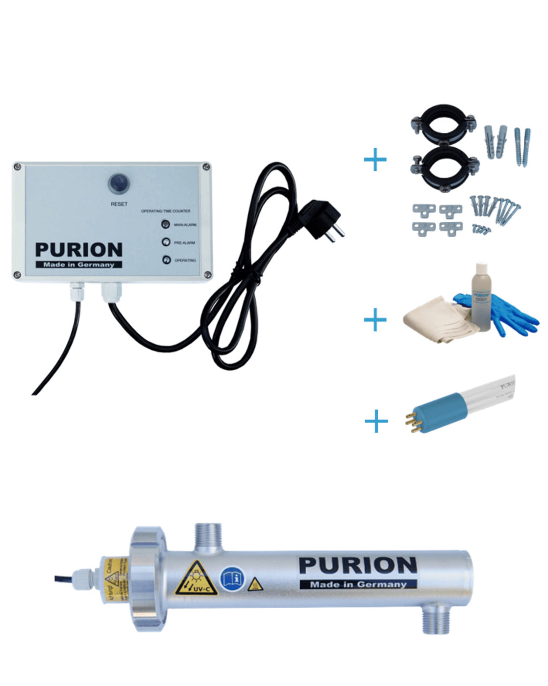 Das PURION 400 OTC Bundle ist eine UV-C-Lampe von PURION GmbH, die entkeimtes Trinkwasser liefert und ohne dass eine externe Stromquelle erforderlich ist. Es