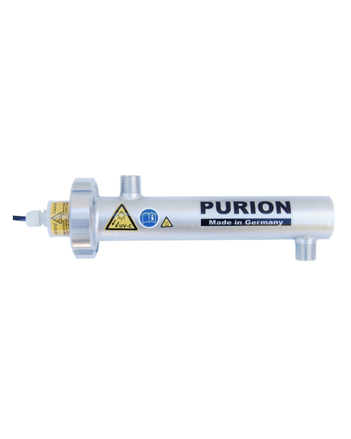 Das PURION 400 OTC Bundle ist eine UV-C-Lampe, die zur Entkeimung von Trinkwasser verwendet wird. Es kann in kleinen Fahrzeugen betrieben werden. (Marke: PURION GmbH)