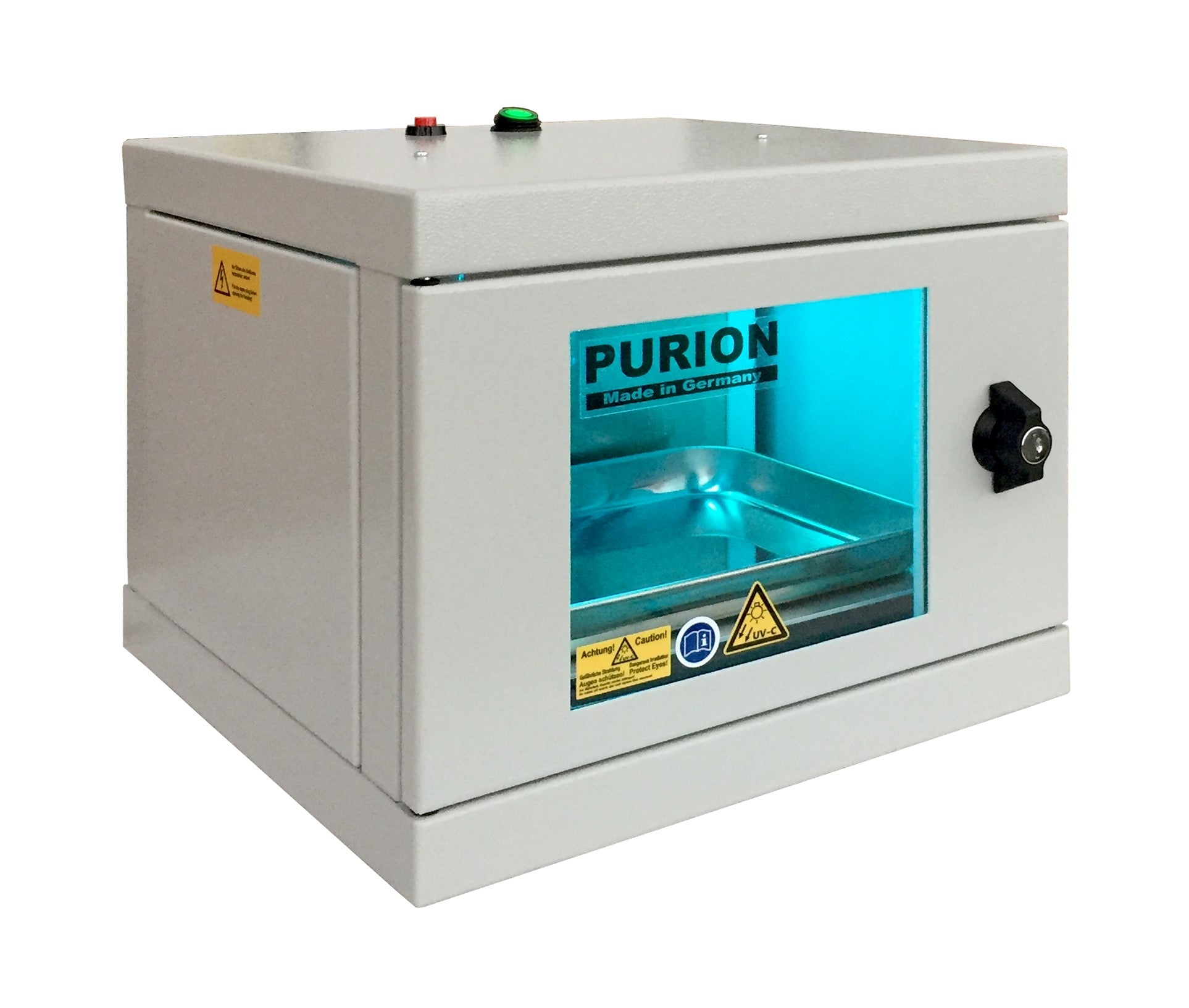 Zur wirksamen Desinfektion gegen Keime bietet die PURION GmbH die PURION UVC Box Small Plus an.